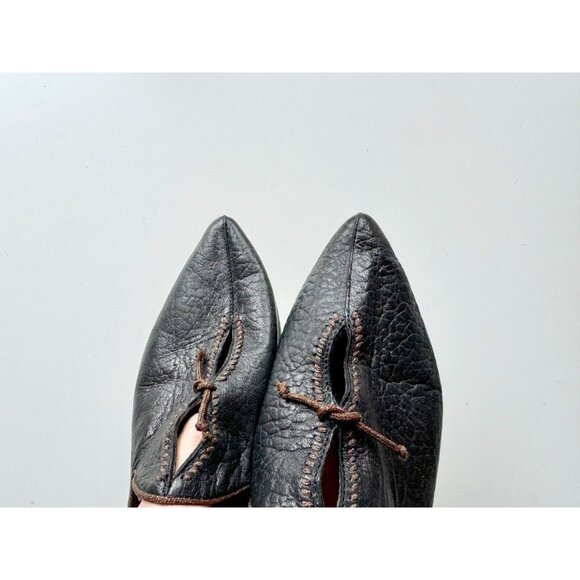 FREE PEOPLE St. Lucia Black Leather Pointed Toe Slip On Babouche Flats, Size 36 - Picture 5 of 14